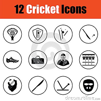 Cricket icon set Vector Illustration