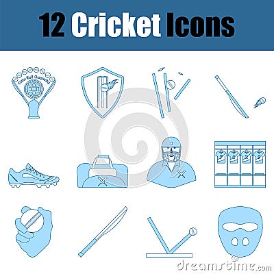 Cricket Icon Set Vector Illustration