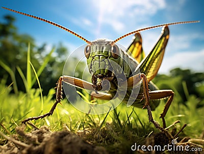 Ai Generated illustration Wildlife Concept of Cricket Insect Cartoon Illustration