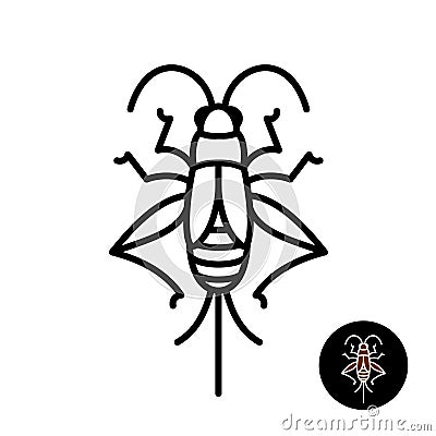 Cricket insect stylized logo. Vector Illustration