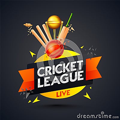 Cricket league template or poster design. Stock Photo