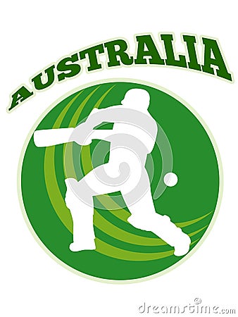 Cricket player batsman batting retro Australia Stock Photo