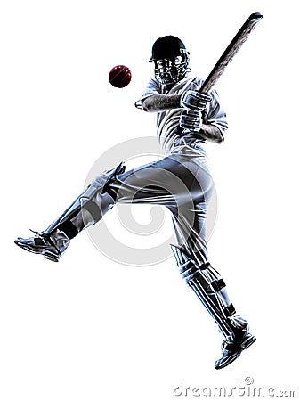 Cricket player batsman silhouette Stock Photo