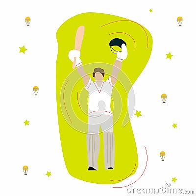 Cricket player celebrate century or winning match concept poster design Vector Illustration