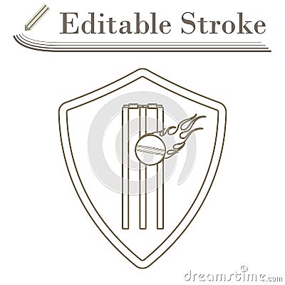 Cricket Shield Emblem Icon Vector Illustration