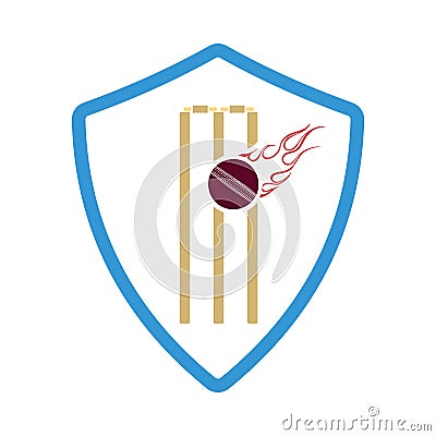 Cricket shield emblem icon Vector Illustration