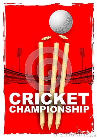 Cricket stumps and bails hit by a ball Vector Illustration