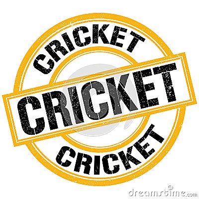 CRICKET text on yellow-black round stamp sign Stock Photo