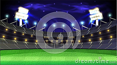 Cricket tournament night stadium background Stock Photo