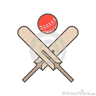 Cricket vector line icon. Bats and ball logo, equipment sign. Sport competition illustration Vector Illustration
