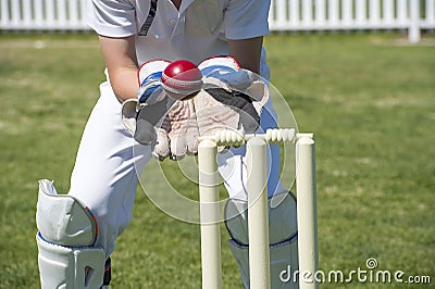 Cricket wicket keeper Stock Photo