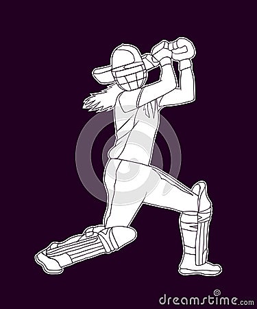 Cricket women 5 Vector Illustration