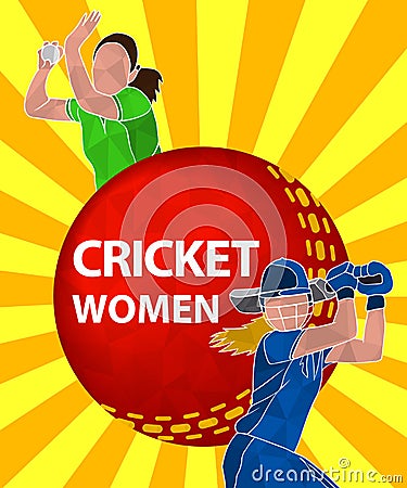 Cricket women poster 5 Vector Illustration