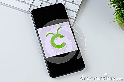 Cricut Design Space app logo on a smartphone screen. Editorial Stock Photo