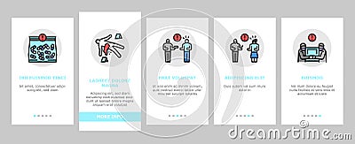 Crime Bandit Illegal Actions Onboarding Icons Set Vector Vector Illustration