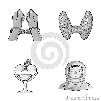 Crime, cooking and other monochrome icon in cartoon style.medicine, space icons in set collection. Vector Illustration