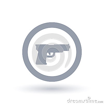 Crime icon. Weapon symbol. Hand gun sign. Vector Illustration