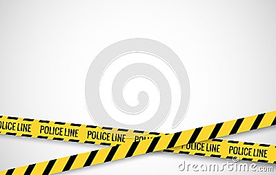 Crime line tape. Police danger caution vector yellow barrier. Not cross security line Vector Illustration