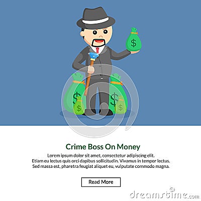 Crime male boss on money Vector Illustration