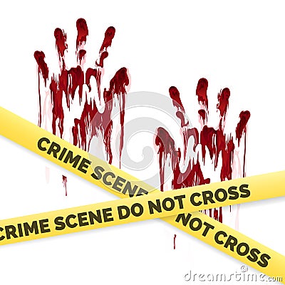 Crime poster with bloody handprints Vector Illustration