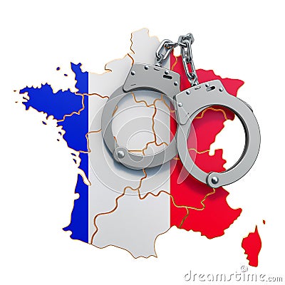 Crime and punishment in France concept, 3D rendering Stock Photo