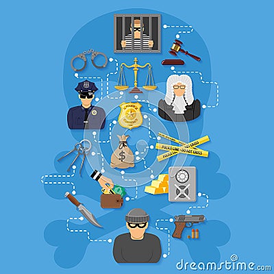 Crime and Punishment Infographics Vector Illustration