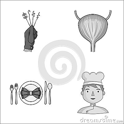 Crime, restaurant and other monochrome icon in cartoon style.medicine, profession icons in set collection. Vector Illustration