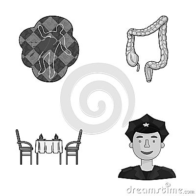 Crime, restaurant and other monochrome icon in cartoon style. medicine, security icons in set collection. Vector Illustration