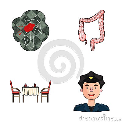 Crime, restaurant and other web icon in cartoon style. medicine, security icons in set collection. Vector Illustration