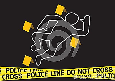 Crime scene danger tapes illustration Vector Illustration