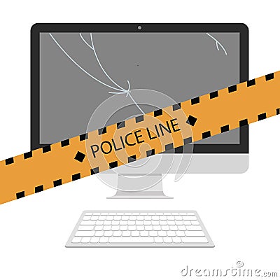 Crime scene. Do not cross police line Cartoon Illustration