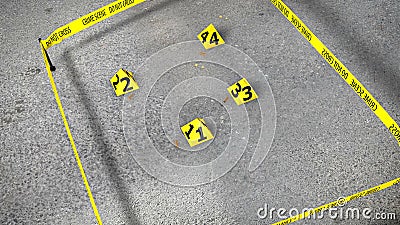 Crime Scene With Four Shells Stock Photo