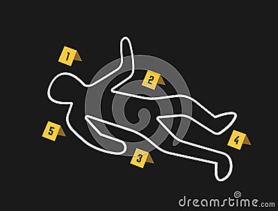 Crime scene with police tape flat icon. Vector Vector Illustration