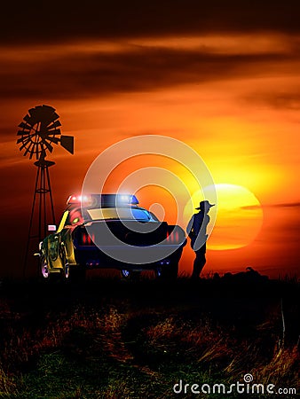 Crime scene at sunset Stock Photo