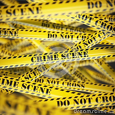 Crime scene yellow caution tape background. Security concept. Cartoon Illustration