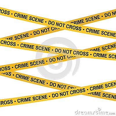 Crime scene yellow tape, police line Do Not Cross tape. Vector Illustration