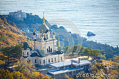 Crimea the foros Church on a cliff overlooking the sea Stock Photo