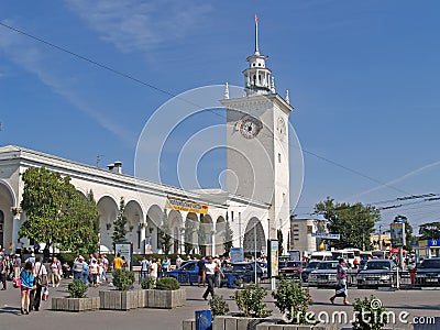 Crimea. The railway station in Simferopol Editorial Stock Photo