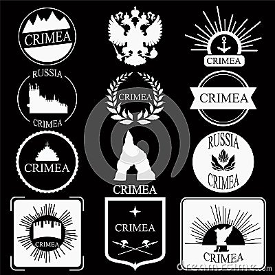 Crimea. retro vintage insignias or logotypes set. design Cartoon Illustration