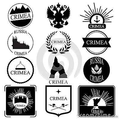 Crimea. retro vintage insignias or logotypes set. design Vector Illustration