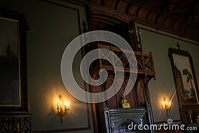 Crimea Vorontsov Palace Interior Dark Room Candles Editorial Stock Photo