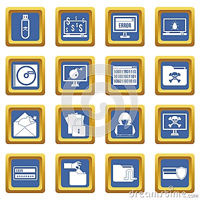 Criminal activity icons set blue Vector Illustration