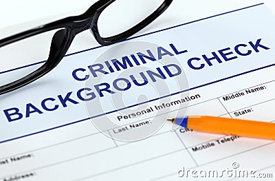 Criminal background check application form Stock Photo
