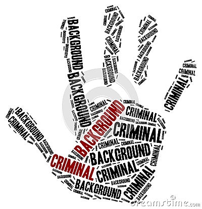 Criminal background check. Word cloud illustration. Cartoon Illustration