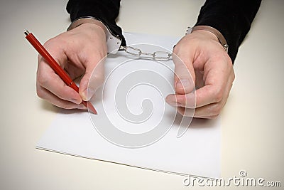 Criminal confession . Stock Photo