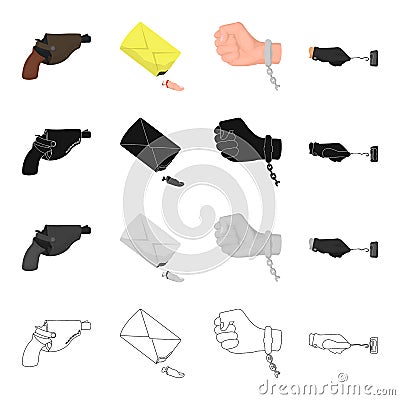 Criminal, gloves, picklock and other web icon in cartoon style.Pistol, holster, weapon, icons in set collection. Vector Illustration