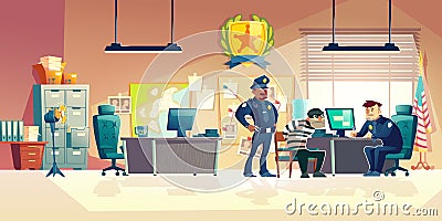 Criminal interrogation in police cartoon vector Vector Illustration