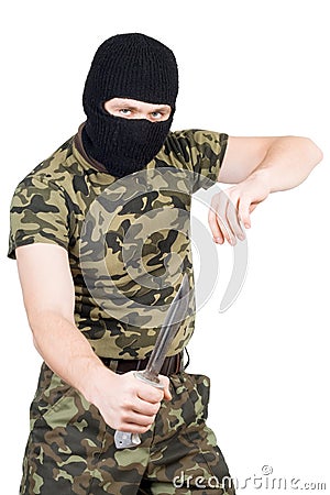 The criminal with a knife Stock Photo