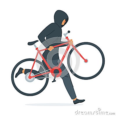 Criminal stealing bicycle vector illustration Vector Illustration