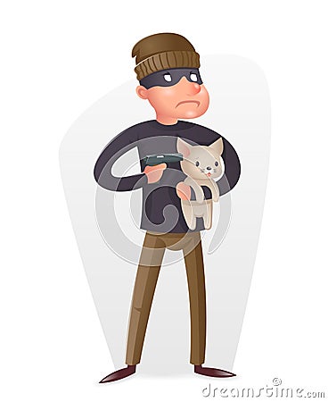 Criminal Thief Gun Hostage Character Crime threat Buyout Request Icon Retro Cartoon Design Vector Illustration Vector Illustration